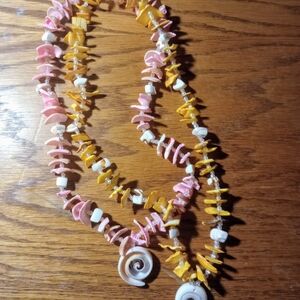 Pink and Yellow Shell Necklace